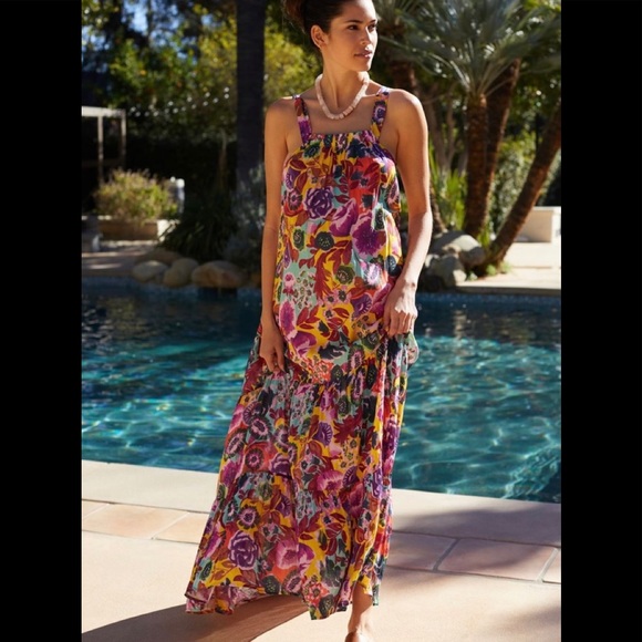 NWT ANTHROPOLOGIE PRINTED MAXI COVER UP DRESS SIZE LARGE - Picture 3 of 11